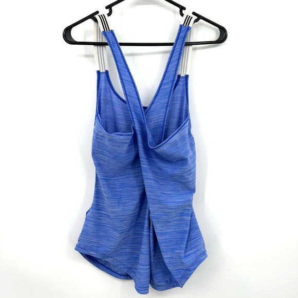 Adidas Size Medium heathered blue tank top cross x‎ back with cut out climalite - Picture 3 of 6